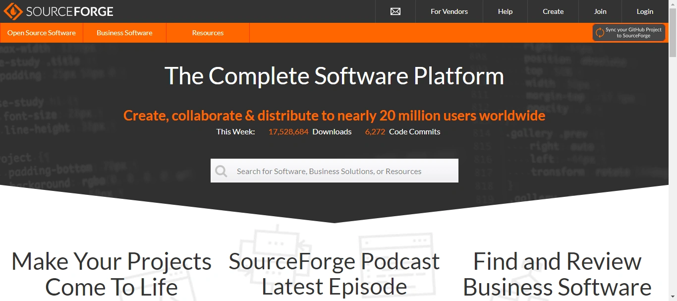 SourceForge - open-source software for code management
